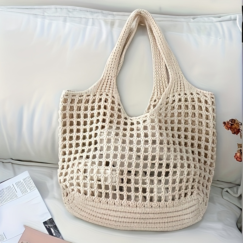 Crochet Market Bag - قطعة واحدة من حقيبة كروشيه نسائية،