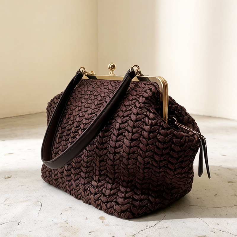Women Bags On Sale - حقائب شاطئ من القش بإطار قفل