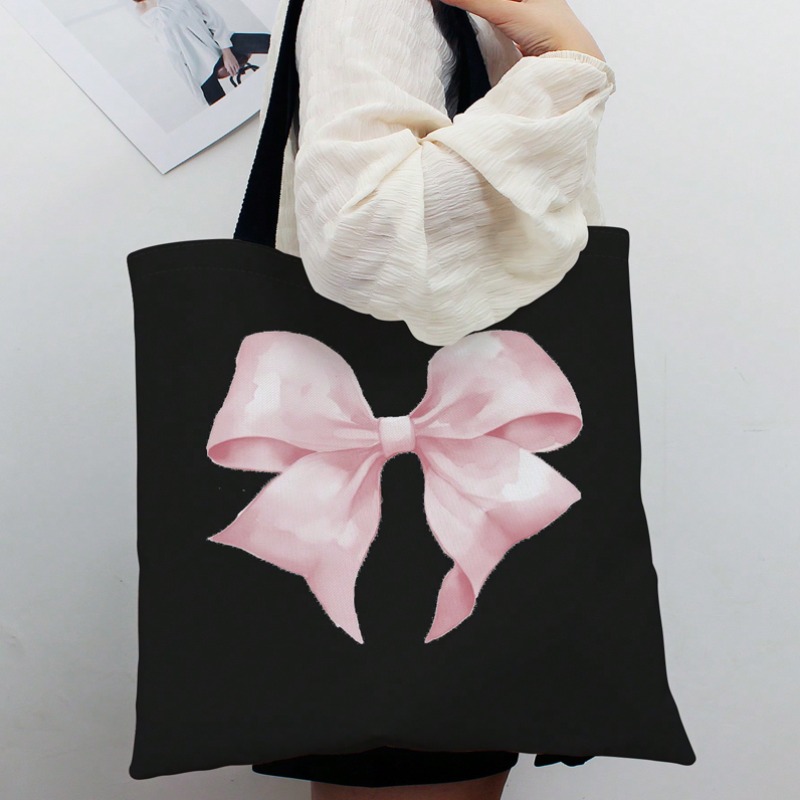 Women'S Work Bags Tote - حقيبة كتف قماشية بنمط فيونكة من