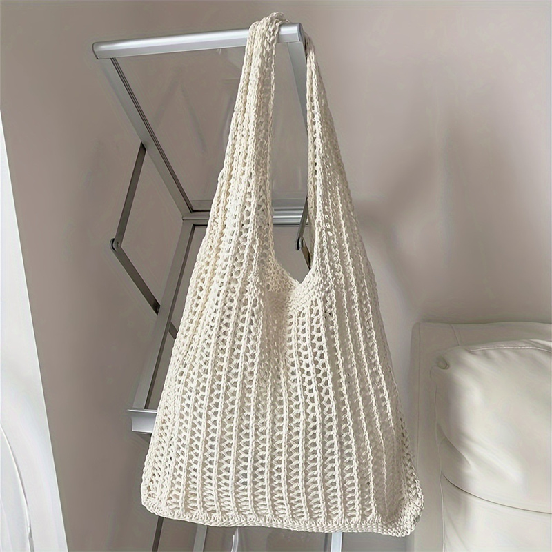 Crochet Market Bag - الصلبة اللون سعة كبيرة الحياكة حقيبة