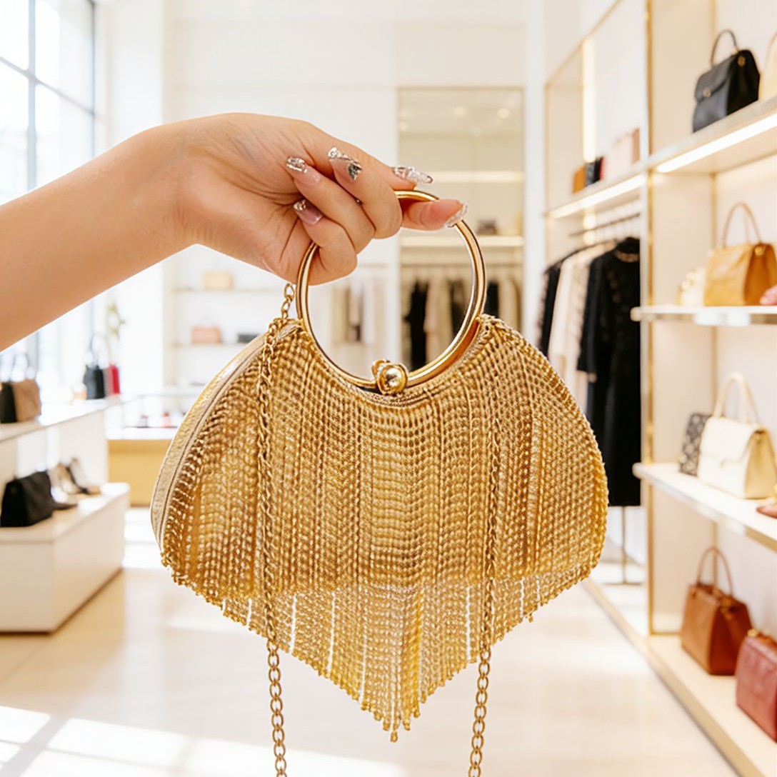 Clutch Bag Evening - حقيبة يد نسائية فاخرة لامعة للسهرات