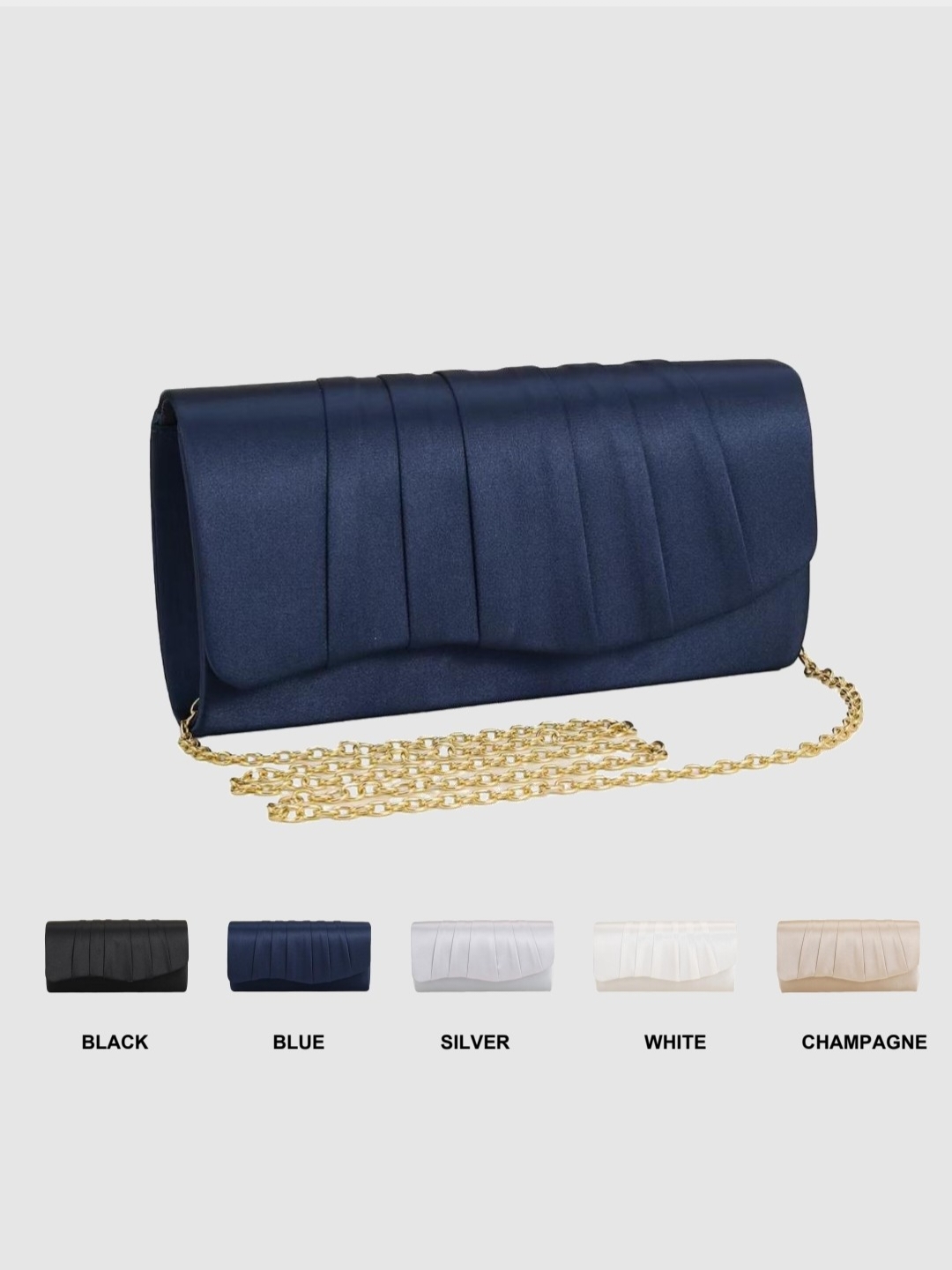 Clutch Bag Evening - حقيبة عشاء للسيدات مطوي بلون سادة