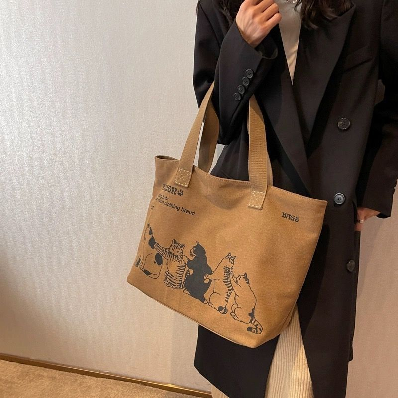 Women'S Work Bags Tote - حقيبة كتف نسائية عصرية من القماش،