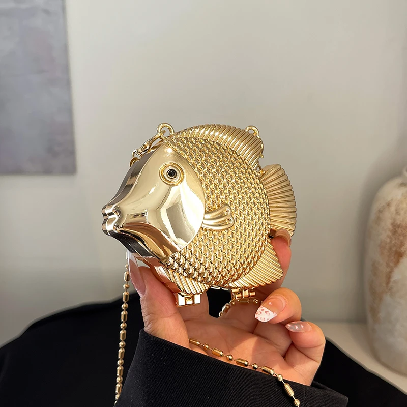 Clutch Bag Evening - لطيف الأسماك الصغيرة شكل معدن صغير