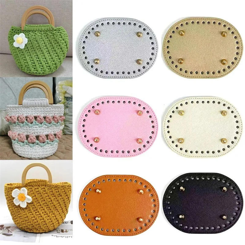 Crochet Market Bag - 14.5x11 سنتيمتر البيضاوي القاع لحقيبة محبوكة