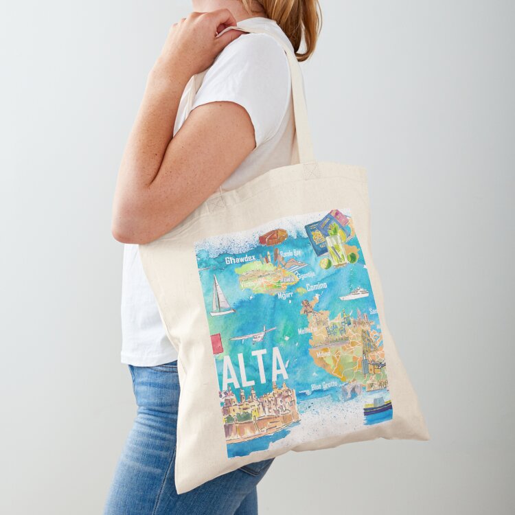 حقيبة قماشية مطبوعة بخريطة الج - مراجعة Women Bags Malta وسعره