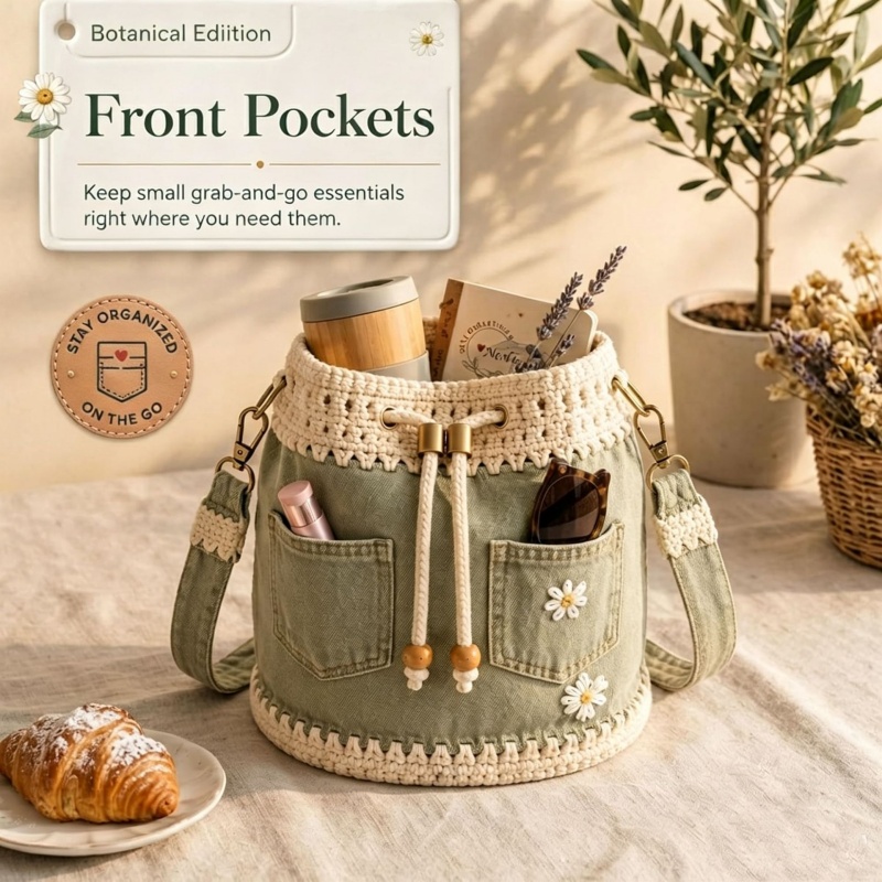 حقيبة دنيم كروشيه يدوية الصنع  - مراجعة Crochet Market Bag وسعره
