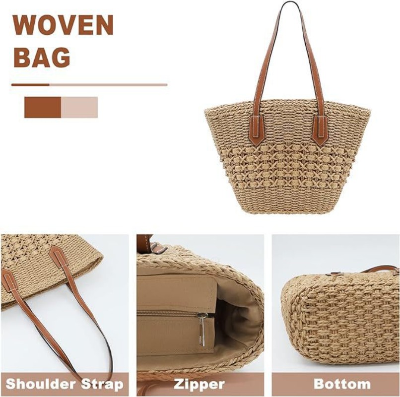 حقيبة كتف نسائية جديدة من القش - مراجعة Crochet Market Bag وسعره