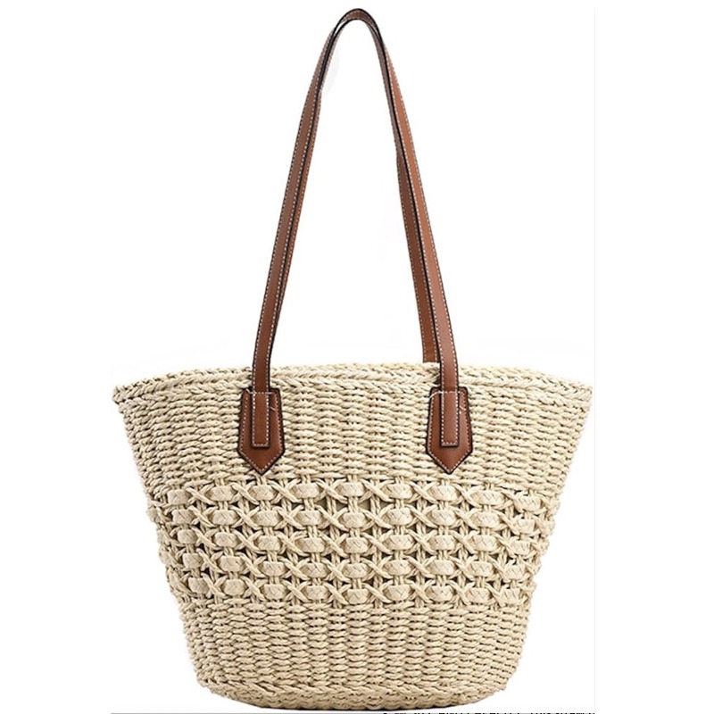 حقيبة كتف نسائية جديدة من القش - مراجعة Crochet Market Bag وسعره