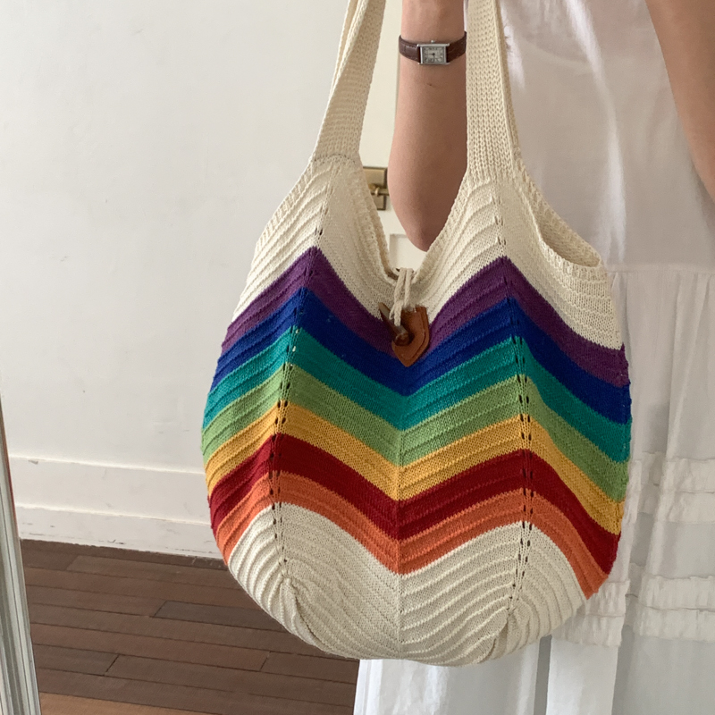 حقيبة شاطئ كروشيه بتصميم قوس ق - مراجعة Crochet Market Bag وسعره