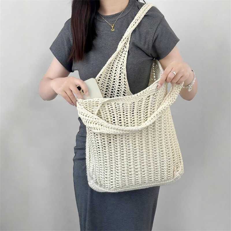 الصلبة اللون سعة كبيرة الحياكة - مراجعة Crochet Market Bag وسعره
