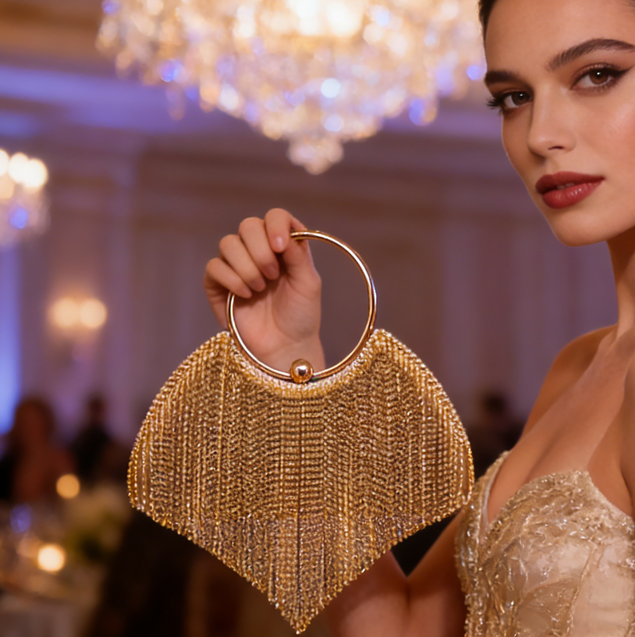حقيبة يد نسائية فاخرة لامعة لل - مراجعة Clutch Bag Evening وسعره