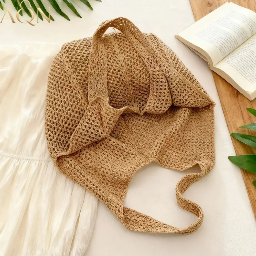حقيبة كتف نسائية عصرية منسوجة  - مراجعة Crochet Market Bag وسعره