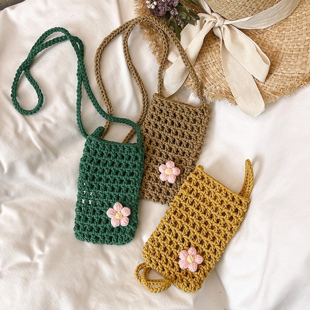 لطيف زهرة النسيج حقيبة كروسبود - مراجعة Crochet Market Bag وسعره